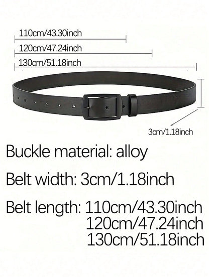 2pcs Luxury Fashion Men's Belt, PU Leather Material, Metal Buckle, Fits S Size And Above, Ideal Accessory Gift Suitable For Teenagers, Young Men, Casual, Outdoor, Sports, Vacation, Graduation, Birthda