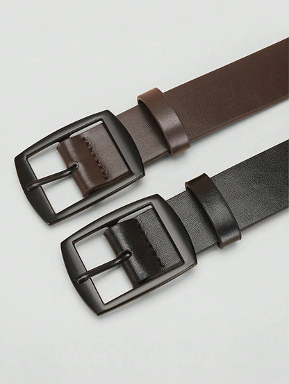 2pcs Luxury Fashion Men's Belt, PU Leather Material, Metal Buckle, Fits S Size And Above, Ideal Accessory Gift Suitable For Teenagers, Young Men, Casual, Outdoor, Sports, Vacation, Graduation, Birthda