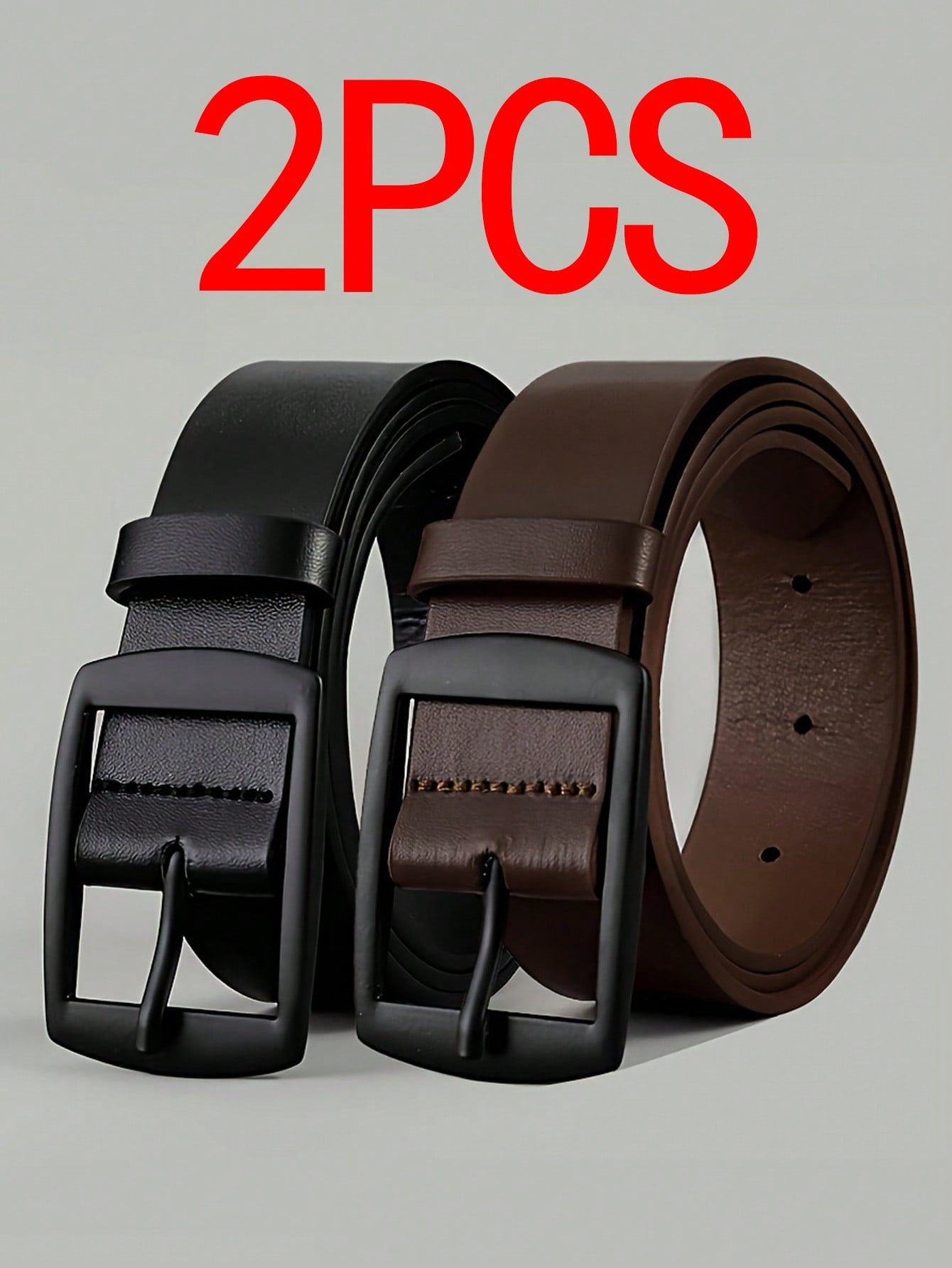 2pcs Luxury Fashion Men's Belt, PU Leather Material, Metal Buckle, Fits S Size And Above, Ideal Accessory Gift Suitable For Teenagers, Young Men, Casual, Outdoor, Sports, Vacation, Graduation, Birthda