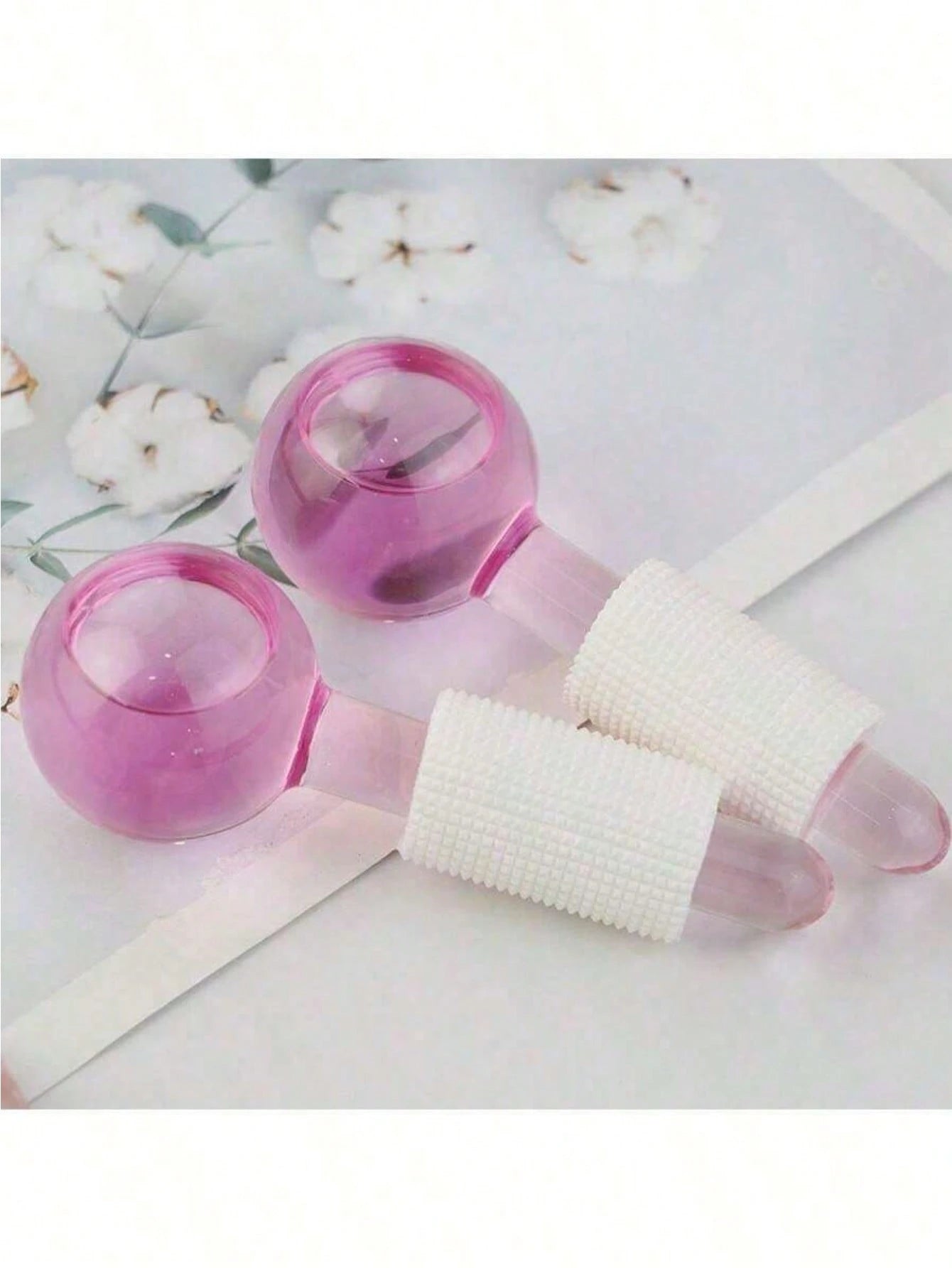2pcs Magic Wand Floral Design Ice Ball For Cold/Hot Compress, Transparent Crystal Energy Massage Ball With Glitter, Facial Massager To Relieve Discomfort, Beauty Skincare Product, Spa, Self-Care, Skin