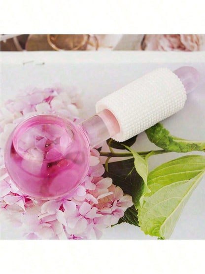 2pcs Magic Wand Floral Design Ice Ball For Cold/Hot Compress, Transparent Crystal Energy Massage Ball With Glitter, Facial Massager To Relieve Discomfort, Beauty Skincare Product, Spa, Self-Care, Skin