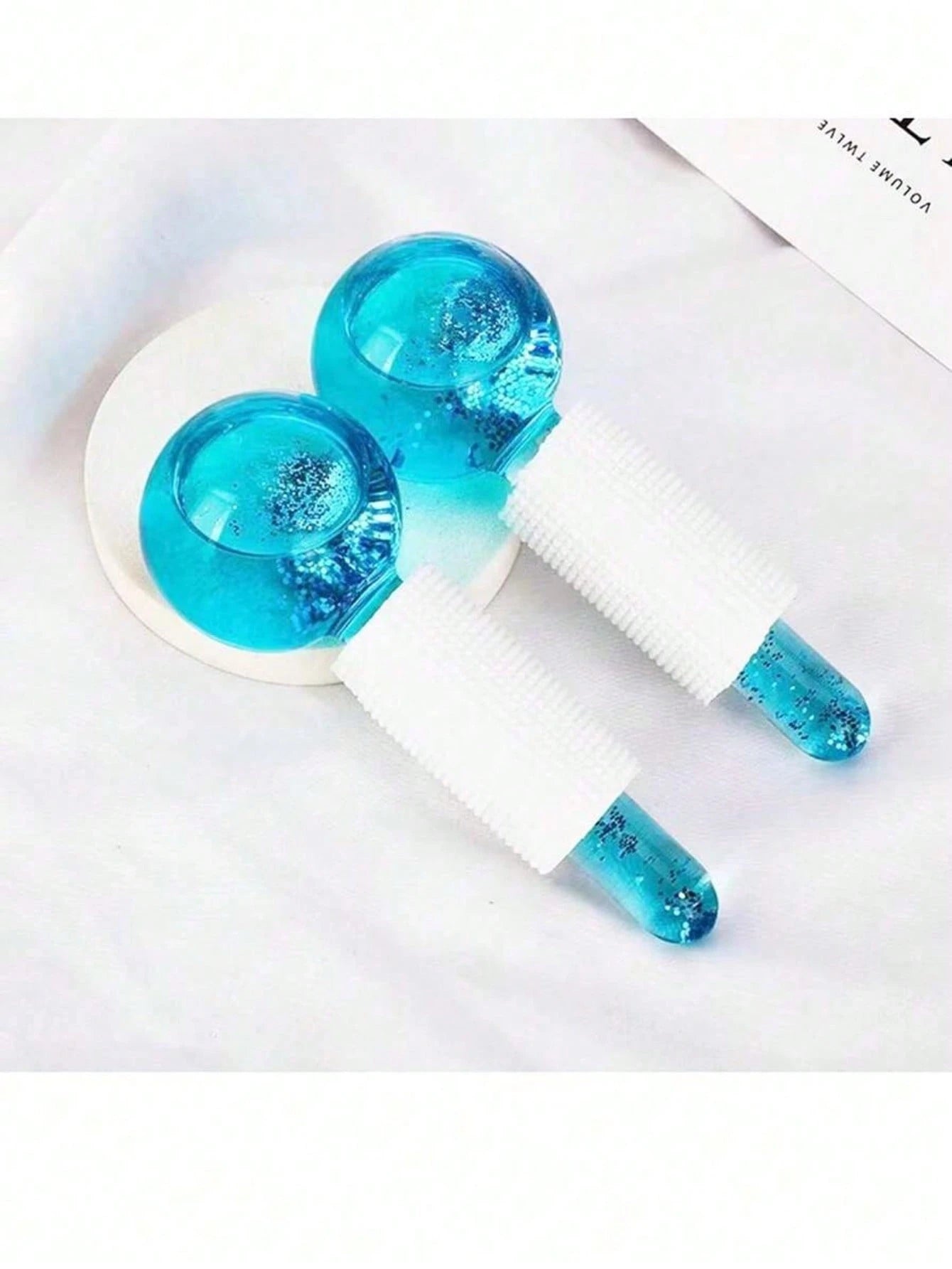 2pcs Magic Wand Floral Design Ice Ball For Cold/Hot Compress, Transparent Crystal Energy Massage Ball With Glitter, Facial Massager To Relieve Discomfort, Beauty Skincare Product, Spa, Self-Care, Skin