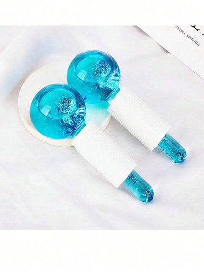 2pcs Magic Wand Floral Design Ice Ball For Cold/Hot Compress, Transparent Crystal Energy Massage Ball With Glitter, Facial Massager To Relieve Discomfort, Beauty Skincare Product, Spa, Self-Care, Skin