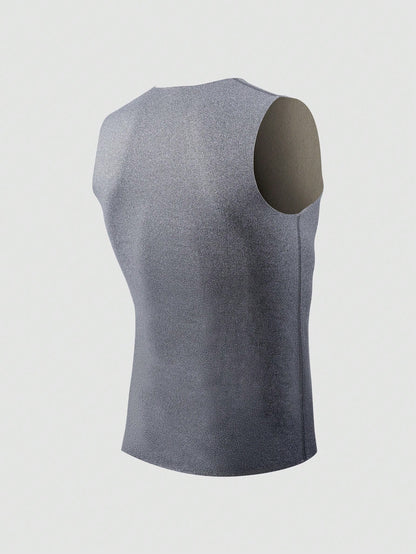 2pcs Men Double-Sided Fleecy Seamless Unisex Vest, Contoured Fit Undershirt With Brushed Lining, Fall/ Winter