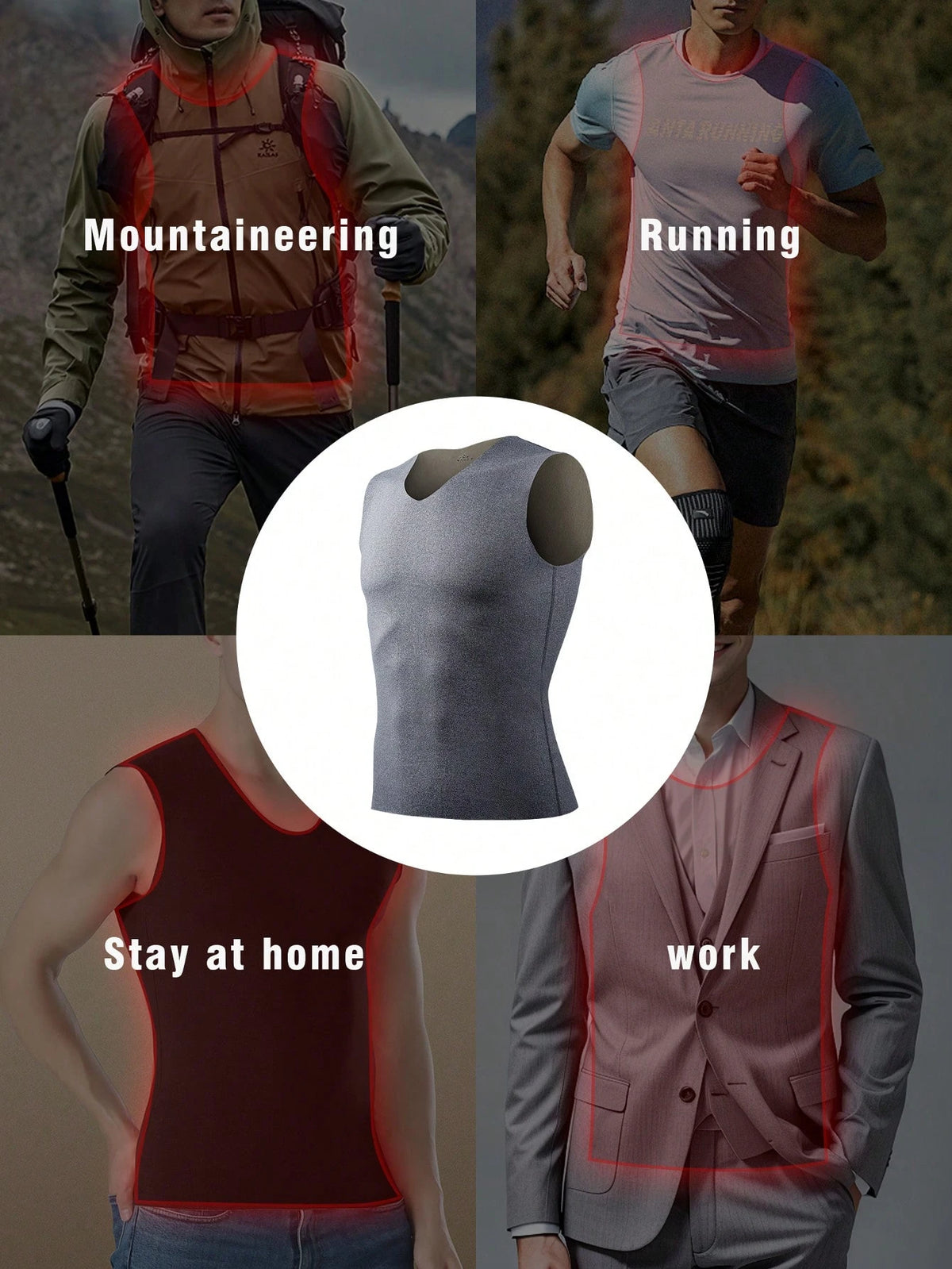 2pcs Men Double-Sided Fleecy Seamless Unisex Vest, Contoured Fit Undershirt With Brushed Lining, Fall/ Winter