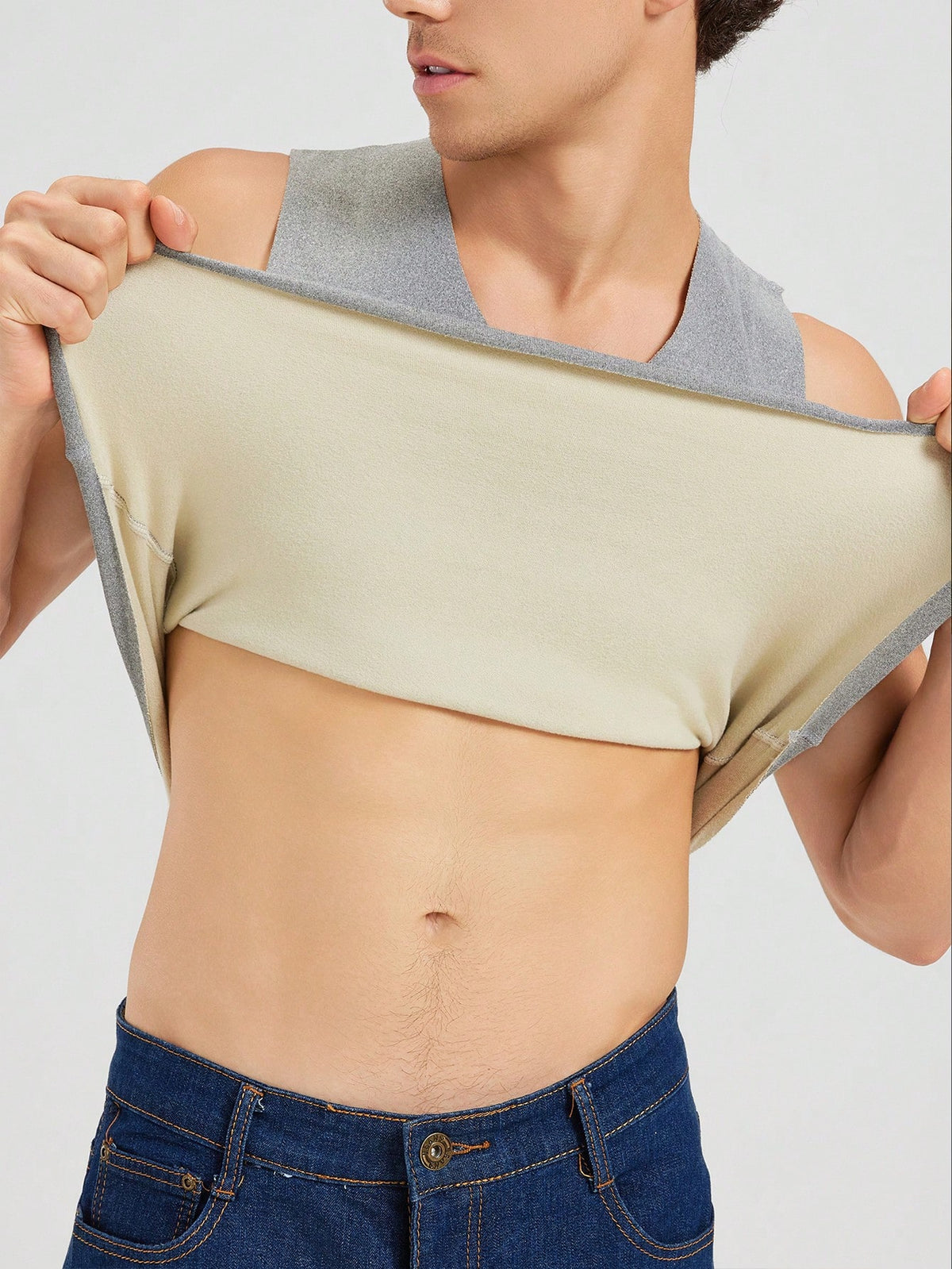 2pcs Men Double-Sided Fleecy Seamless Unisex Vest, Contoured Fit Undershirt With Brushed Lining, Fall/ Winter