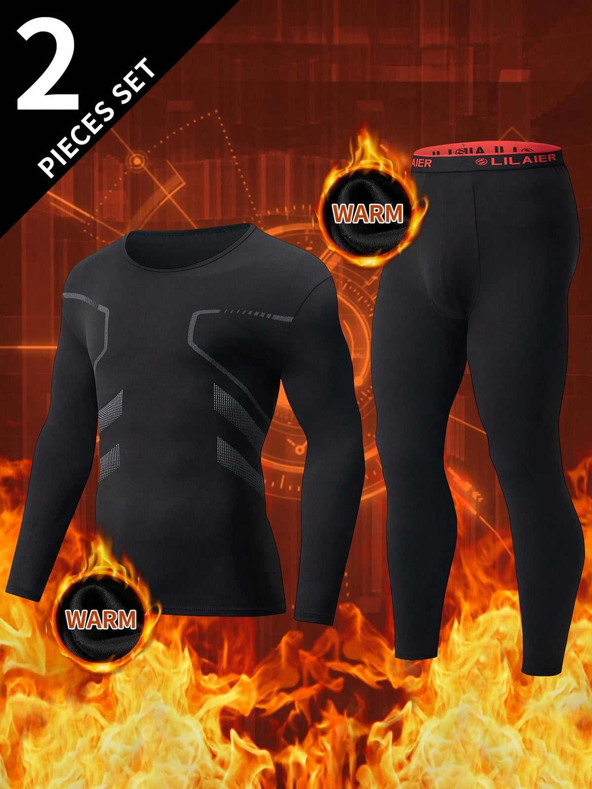 2pcs Men's Thermal Underwear Set, Autumn/Winter Long Johns Shirt + Pants Adult Crew Neck Thermal Clothing Set