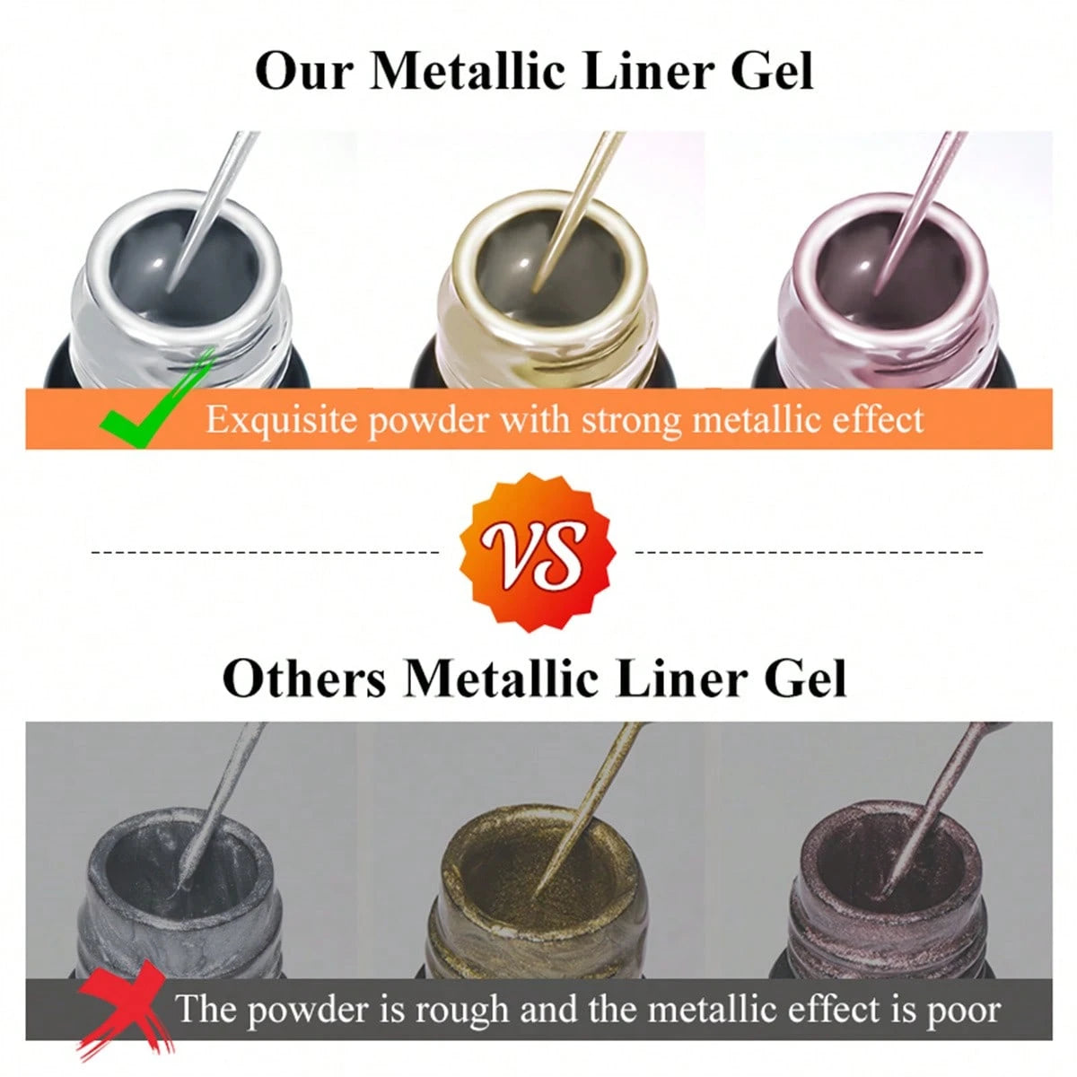 2PCS Metallic Painting Liner Gel Nail Polish Set, Gold Silver Gel Polish, Semi-Permanent Line UV Gel Nail Art Varnish For Painted Drawing French Nails Manicure Kit For Home Salon Diy Gift For Women