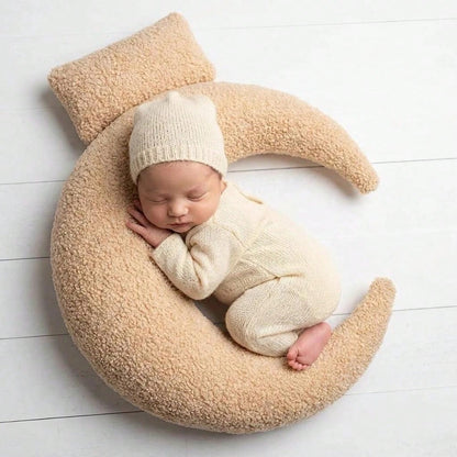 2pcs Newborn Crescent Moon Pillow Photography Props Set, Fabric Filled 3D Prop Pillow, Suitable For Newborn Baby Themed Photo Shoot