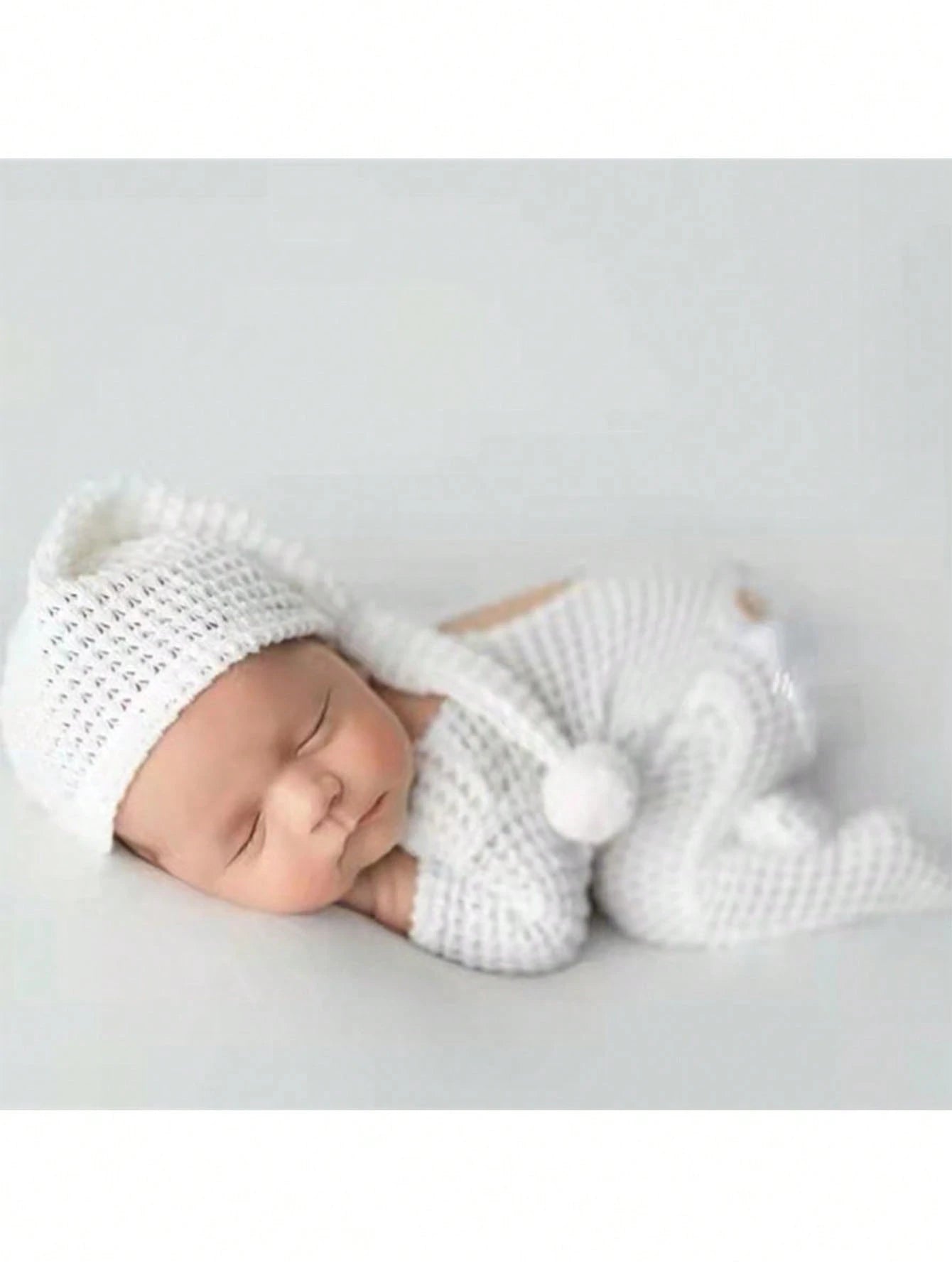 2pcs Newborn Photography White Jumpsuit Baby Photo Clothes Knitted Infant Romper For Boys And Girls 0-3 Months Baby Shower Family Decorations Gifts Baby Shower Easter Gifts Things For Girls/Boys