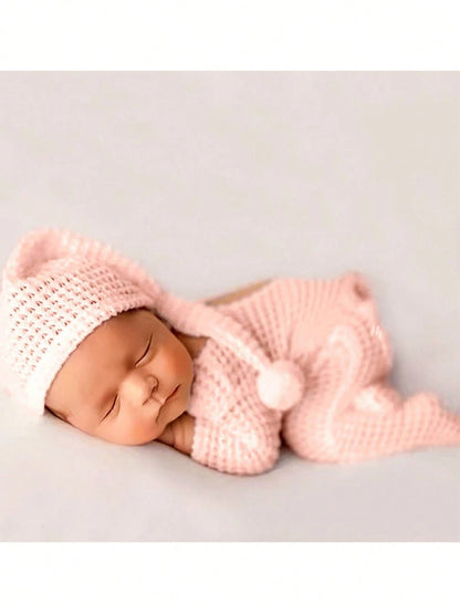 2pcs Newborn Photography White Jumpsuit Baby Photo Clothes Knitted Infant Romper For Boys And Girls 0-3 Months Baby Shower Family Decorations Gifts Baby Shower Easter Gifts Things For Girls/Boys