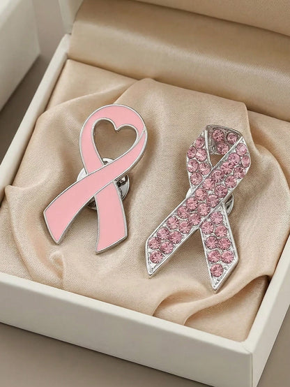2pcs Pink AIDS Awareness Ribbon Charity Badge Soft Pink Heart Ribbon AIDS Awareness Badge