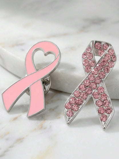 2pcs Pink AIDS Awareness Ribbon Charity Badge Soft Pink Heart Ribbon AIDS Awareness Badge