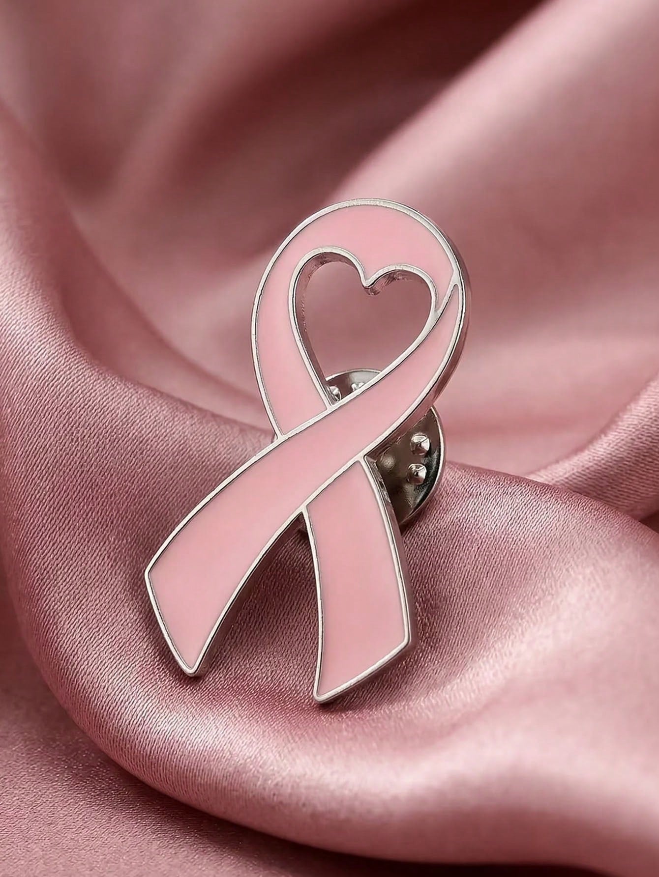 2pcs Pink AIDS Awareness Ribbon Charity Badge Soft Pink Heart Ribbon AIDS Awareness Badge