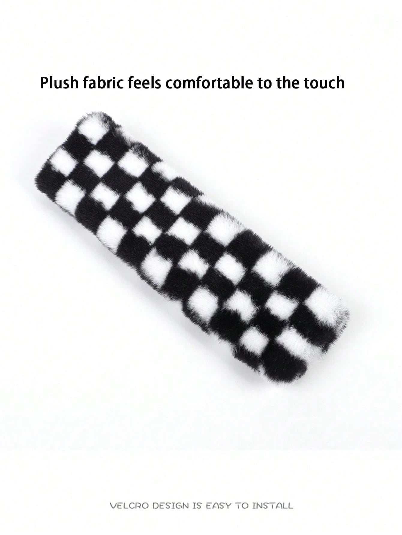 2pcs Plush Houndstooth Car Seat Belt Covers, Comfortable Car Accessories