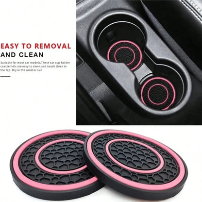 2pcs Premium Rubber Car Cup Holders, Anti-Slip Anti-Dust Easy To Clean, Universal Car Cup Holder Accessories