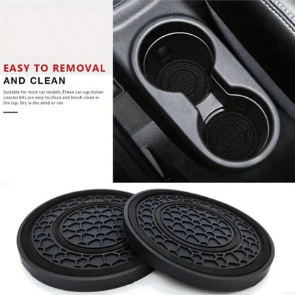 2pcs Premium Rubber Car Cup Holders, Anti-Slip Anti-Dust Easy To Clean, Universal Car Cup Holder Accessories
