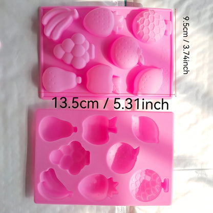 2pcs Reusable Silicone Mold Set, Includes 8 Different Fruit & Sea Animal Designs, Easy To Clean & Release, Multipurpose Mold For Plaster, Soap, Candle, Jewelry DIY, Home Decor, Valentine's Day & New Y