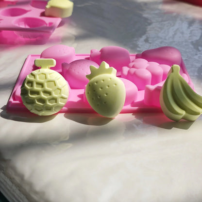 2pcs Reusable Silicone Mold Set, Includes 8 Different Fruit & Sea Animal Designs, Easy To Clean & Release, Multipurpose Mold For Plaster, Soap, Candle, Jewelry DIY, Home Decor, Valentine's Day & New Y
