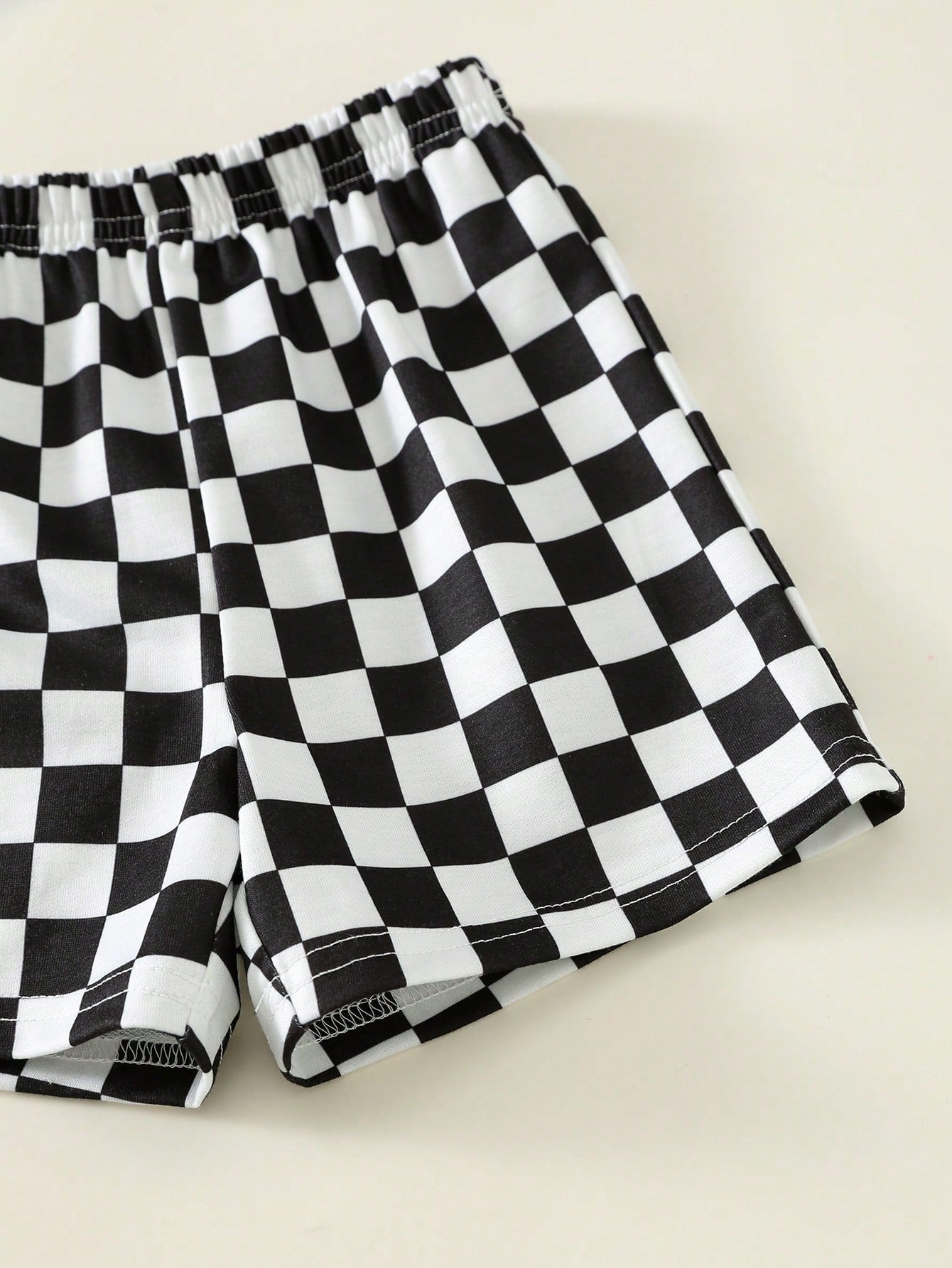2pcs/Set Baby Boy Cute Summer Casual Vintage Distressed Car Graphic Loose Short Sleeve T-Shirt & Checkerboard Shorts Set, Racing Car Outfit For Infant