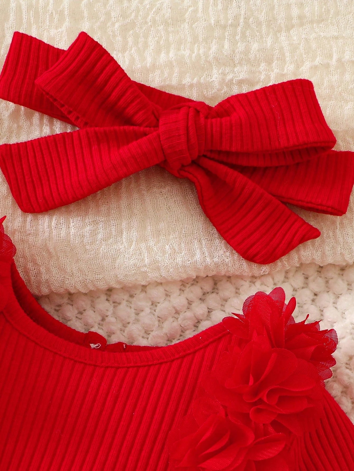 2pcs/Set Newborn Baby Girl Cute Casual Fashion 3D Floral Strawberry Pattern Long Sleeve Princess Mesh Dress And Headband Set, Suitable For Spring Summer Autumn Winter, Indoor, Outdoor, Vacation