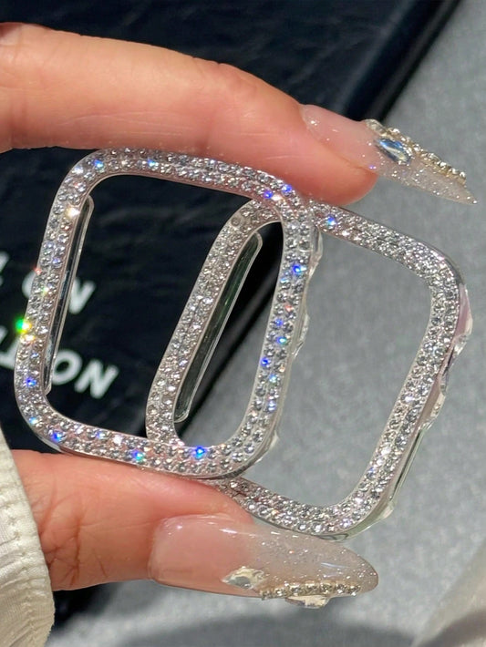 2pcs Shiny Crystal Rhinestone Protective Case, Dual Layer Hard PC Ultra-Thin Shell Compatible With Apple Watch 38/40/41/42/44/45/46/49mm, Suitable For Apple Watch Series Ultra/SE/11/10/9/8/7/6/5/4/3/2