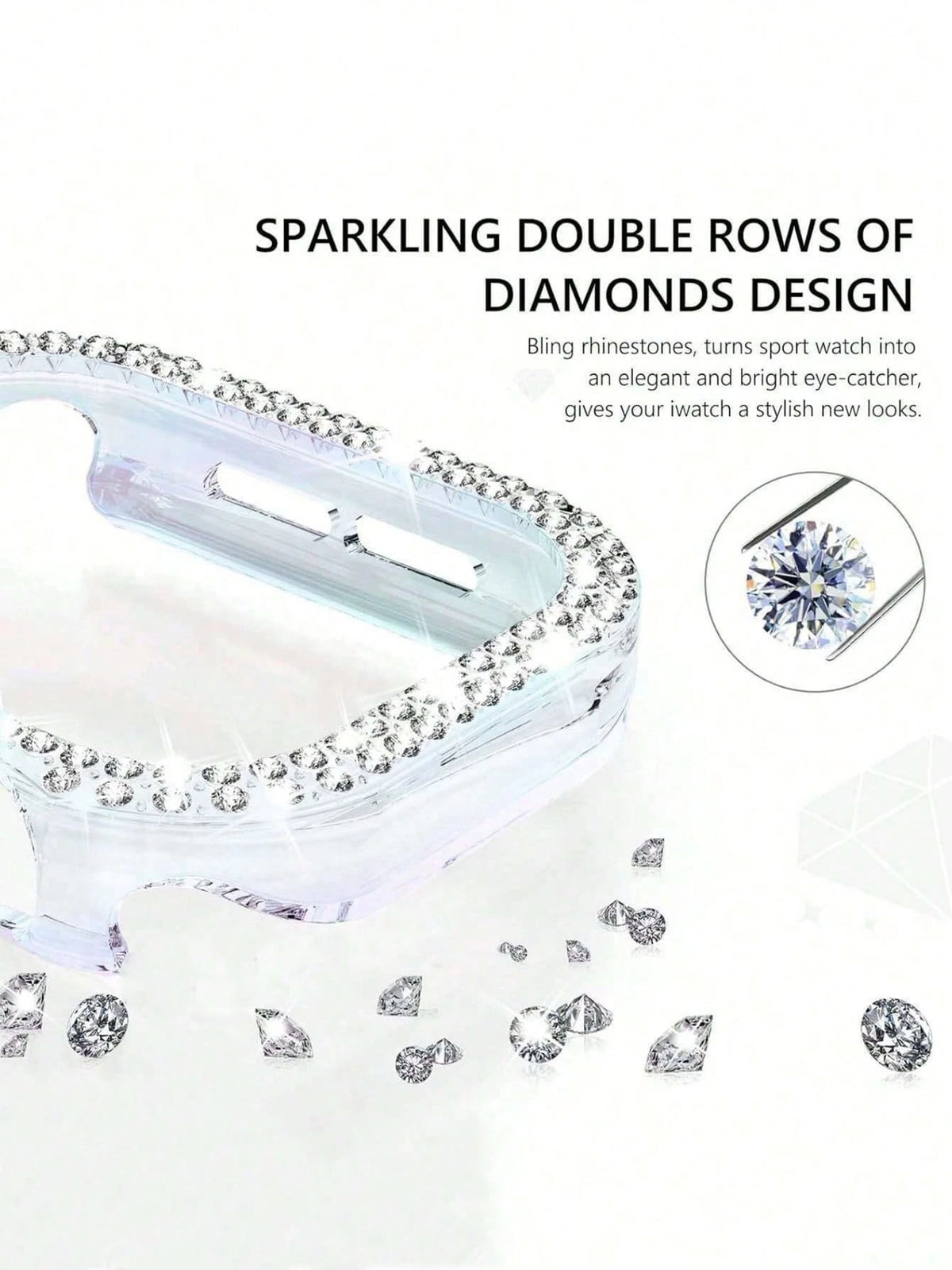 2pcs Shiny Crystal Rhinestone Protective Case, Dual Layer Hard PC Ultra-Thin Shell Compatible With Apple Watch 38/40/41/42/44/45/46/49mm, Suitable For Apple Watch Series Ultra/SE/11/10/9/8/7/6/5/4/3/2