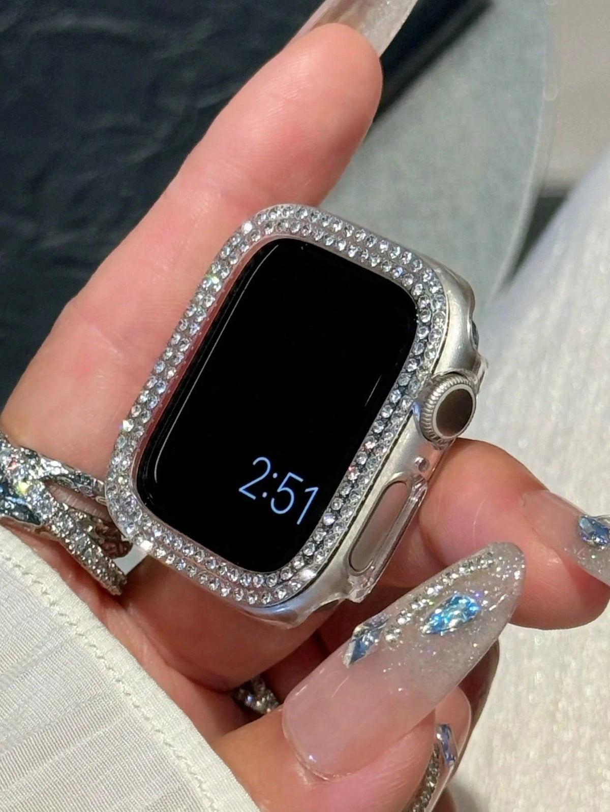 2pcs Shiny Crystal Rhinestone Protective Case, Dual Layer Hard PC Ultra-Thin Shell Compatible With Apple Watch 38/40/41/42/44/45/46/49mm, Suitable For Apple Watch Series Ultra/SE/11/10/9/8/7/6/5/4/3/2