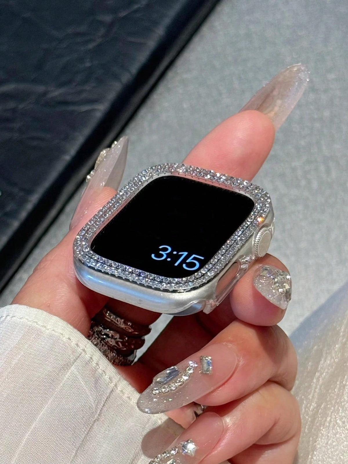 2pcs Shiny Crystal Rhinestone Protective Case, Dual Layer Hard PC Ultra-Thin Shell Compatible With Apple Watch 38/40/41/42/44/45/46/49mm, Suitable For Apple Watch Series Ultra/SE/11/10/9/8/7/6/5/4/3/2