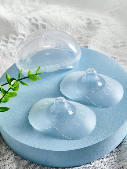 2pcs Silicone Nursing Covers With Storage Box, Nipple Protector, Anti-Pain Anti-Bite Nursing Shields, Thin Breast Pad, Easy Cleaning Covers