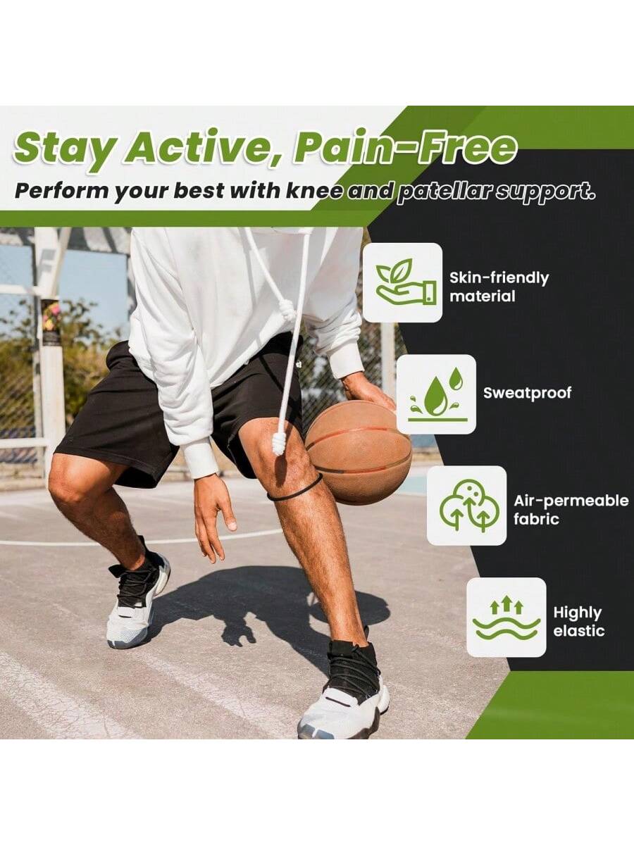 2pcs Sports Silicone Small Patella Strap Knee Support Band, Basketball Football Joint Protection Equipment Circle, Shock-Absorbing Elastic Fixation