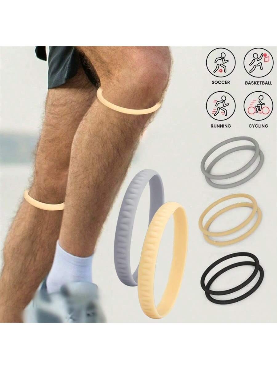 2pcs Sports Silicone Small Patella Strap Knee Support Band, Basketball Football Joint Protection Equipment Circle, Shock-Absorbing Elastic Fixation