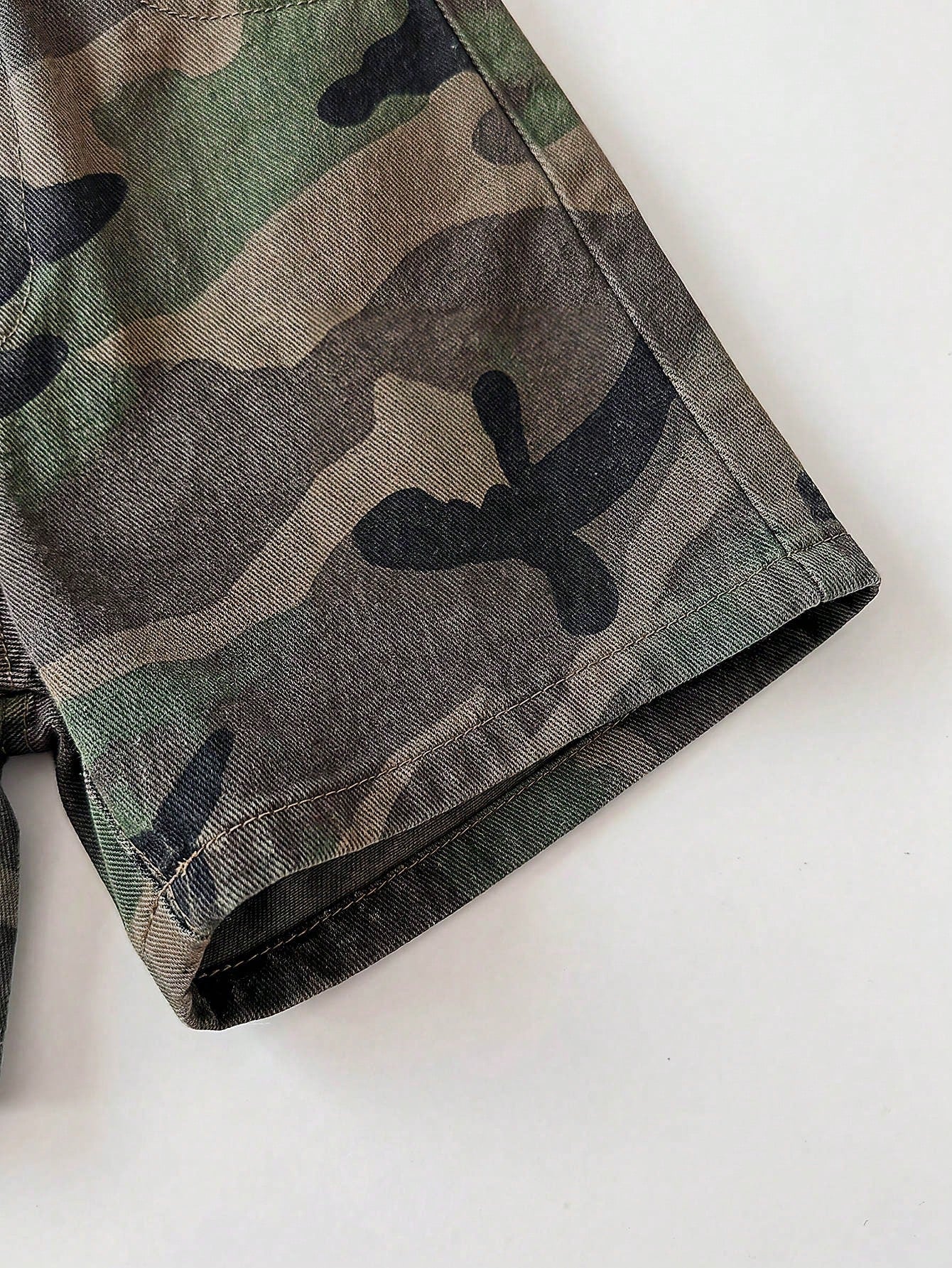 2pcs Toddler Boys' Camouflage Denim Sleeveless Cardigan Top And Loose Shorts Set Festival Outfits For Party Wedding Graduation Prom Birthday Casual Vacation