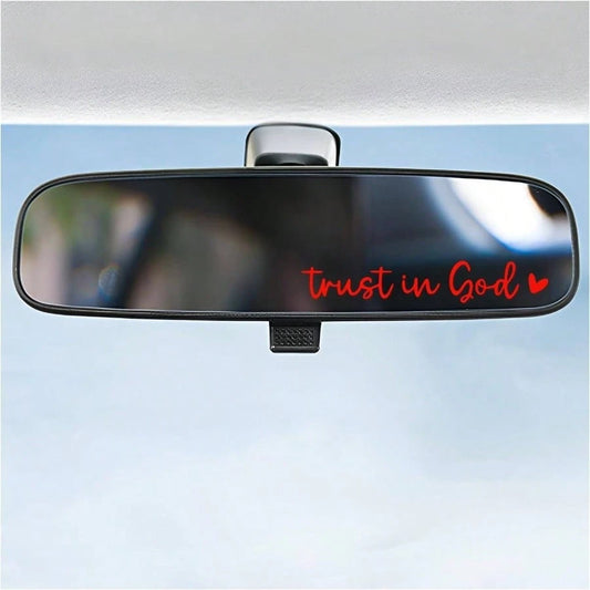 2PCS Trust In God Rearview Mirror Decals, Christian Jesus Sticker Cute Car Mirror Decoration, Waterproof Vinyl Decal Decorative Accessories Rear Side Mirrors Bumper Laptop Red