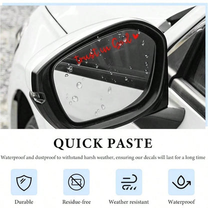 2PCS Trust In God Rearview Mirror Decals, Christian Jesus Sticker Cute Car Mirror Decoration, Waterproof Vinyl Decal Decorative Accessories Rear Side Mirrors Bumper Laptop Red