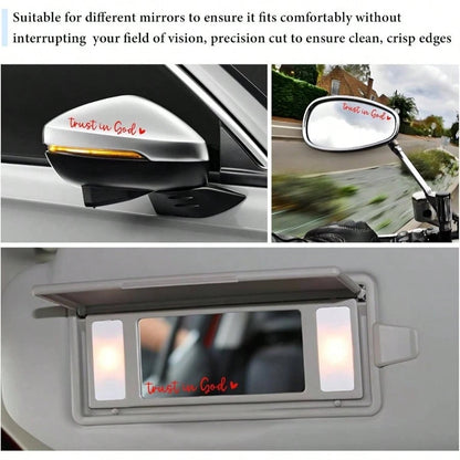 2PCS Trust In God Rearview Mirror Decals, Christian Jesus Sticker Cute Car Mirror Decoration, Waterproof Vinyl Decal Decorative Accessories Rear Side Mirrors Bumper Laptop Red