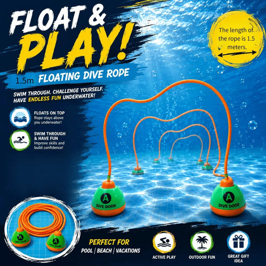 2pcs Water Sports Toys (1 Crab * 1 Top, 1.5m Rope, Random Color And Letter), Floating Rope Forms A Gate, Swimming Pool Diving Set, Diving Pool Toy, Bathtub Toy, Pool Toy, Swimming Toy, Suitable For Ch