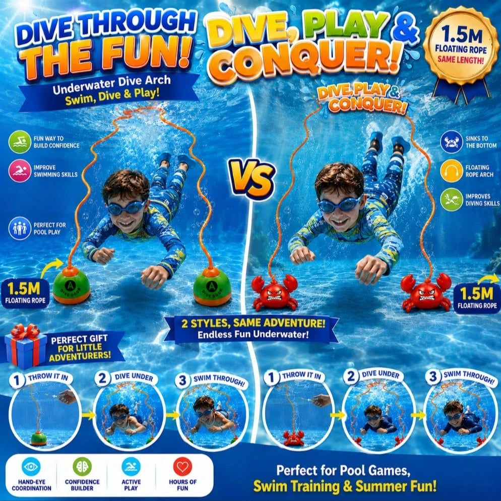 2pcs Water Sports Toys (1 Crab * 1 Top, 1.5m Rope, Random Color And Letter), Floating Rope Forms A Gate, Swimming Pool Diving Set, Diving Pool Toy, Bathtub Toy, Pool Toy, Swimming Toy, Suitable For Ch