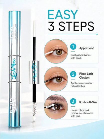 3/2/1PCS 10ml 2-In-1 Lash Bond & Seal Eyelash Glue For Cluster & Individual Lashes, Waterproof Long-Lasting Eyelash Extension Adhesive, Strong Hold DIY Lash Extension Glue For At-Home Use, Fast-Drying