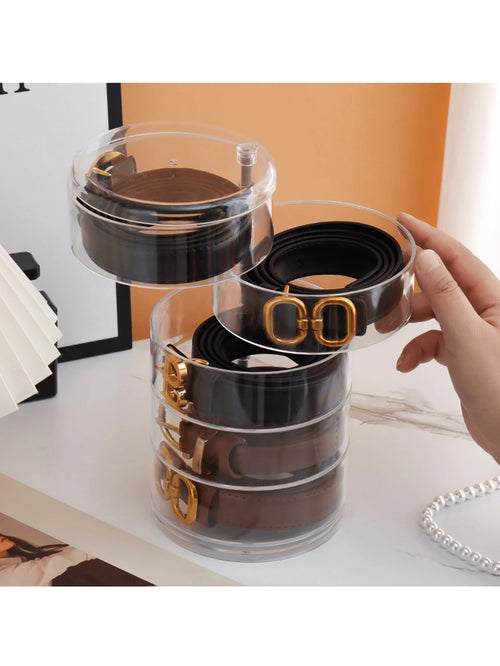3/4/5 Layer Elegant Rotating Transparent Jewelry Storage Box- Dustproof, Waterproof, With Adjustable Compartments- Suitable For Storing Belts, Necklaces, Bracelets, Hair Clips And Earrings