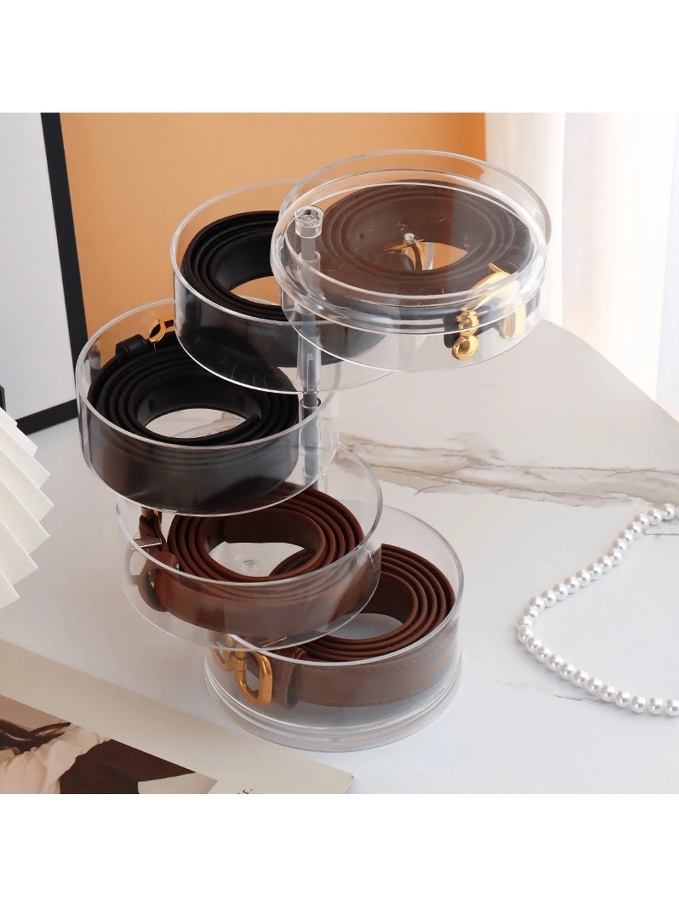 3/4/5 Layer Elegant Rotating Transparent Jewelry Storage Box- Dustproof, Waterproof, With Adjustable Compartments- Suitable For Storing Belts, Necklaces, Bracelets, Hair Clips And Earrings