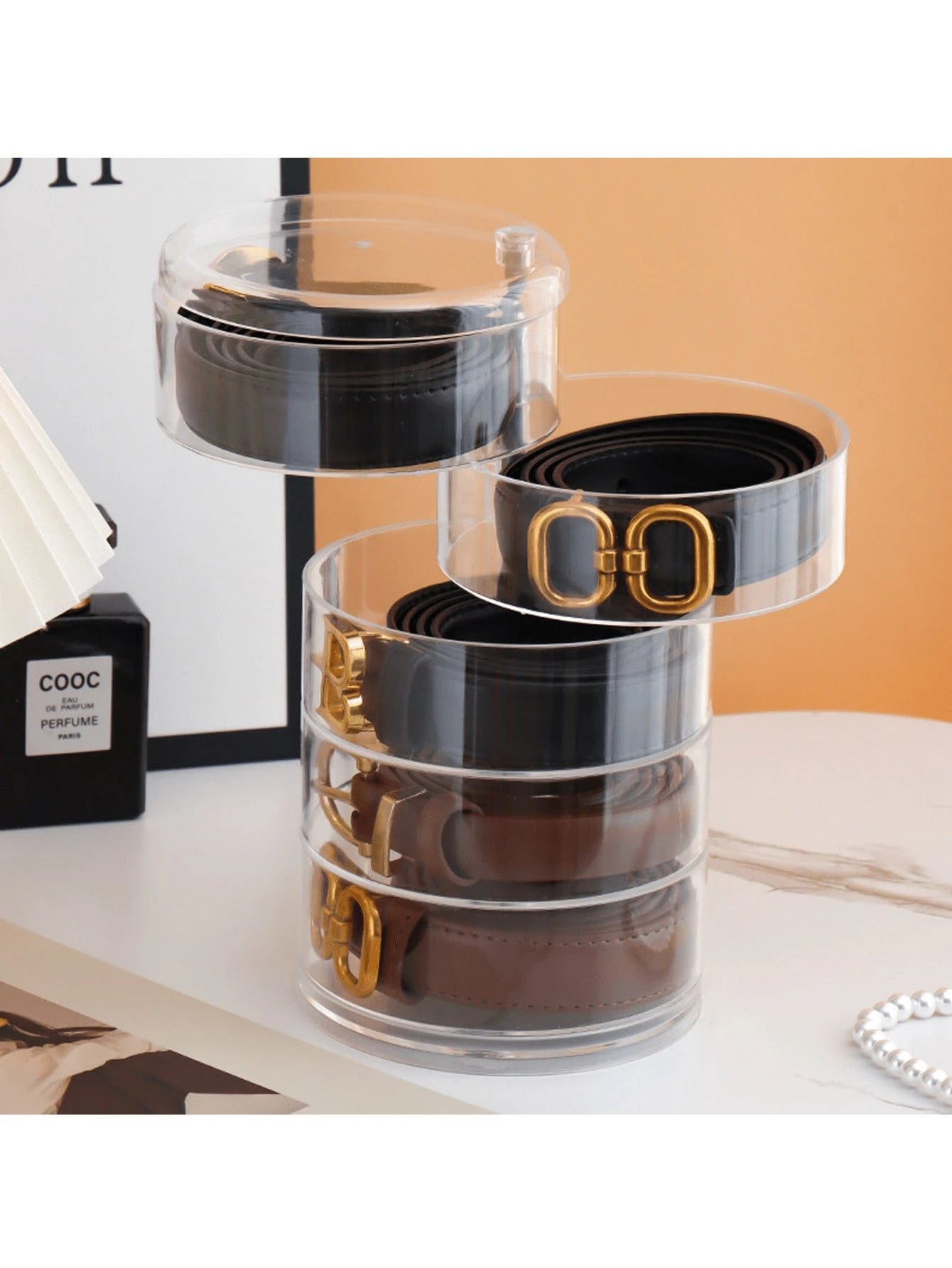 3/4/5 Layer Elegant Rotating Transparent Jewelry Storage Box- Dustproof, Waterproof, With Adjustable Compartments- Suitable For Storing Belts, Necklaces, Bracelets, Hair Clips And Earrings