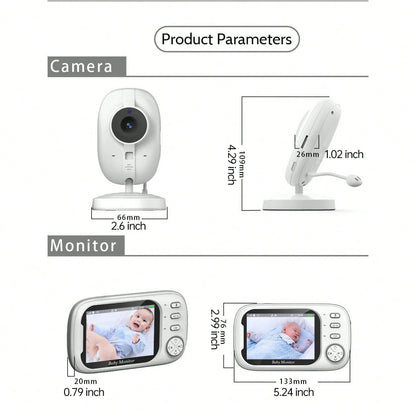 3.5 Inch Rechargeable Baby Monitor With Camera, Two-Way Talk, Night Vision, Temperature Alert, Feeding Reminder, 8 Lullabies, USB Powered – Suitable For Nursery And Home Use