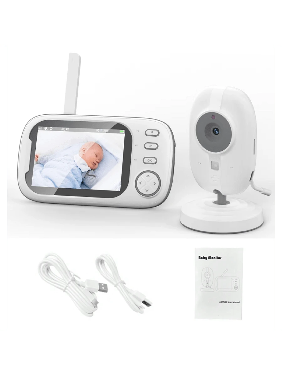 3.5 Inch Rechargeable Baby Monitor With Camera, Two-Way Talk, Night Vision, Temperature Alert, Feeding Reminder, 8 Lullabies, USB Powered – Suitable For Nursery And Home Use