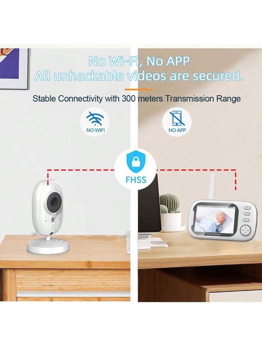 3.5 Inch Rechargeable Baby Monitor With Camera, Two-Way Talk, Night Vision, Temperature Alert, Feeding Reminder, 8 Lullabies, USB Powered – Suitable For Nursery And Home Use