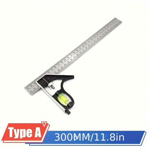 3-In-1 Adjustable Woodworking Combination Square Set- Stainless Steel Layout Tool With Digital Protractor & Built-In Ruler, CNC Calibrated High Precision, No-Power/ No-Battery Needed For Carpentry &
