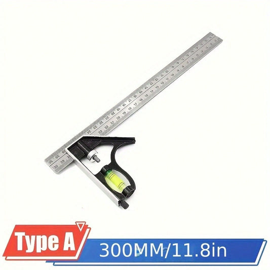 3-In-1 Adjustable Woodworking Combination Square Set- Stainless Steel Layout Tool With Digital Protractor & Built-In Ruler, CNC Calibrated High Precision, No-Power/ No-Battery Needed For Carpentry &