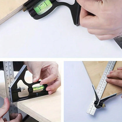 3-In-1 Adjustable Woodworking Combination Square Set- Stainless Steel Layout Tool With Digital Protractor & Built-In Ruler, CNC Calibrated High Precision, No-Power/ No-Battery Needed For Carpentry &