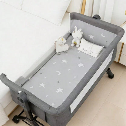 3-In-1 Baby Crib,Bedside Bassinet, Baby Bed With Storage Basket,Easy To Fold,6 Adjustable Height Portable Crib For Infant/Newborn,Baby Need,Baby Stuff