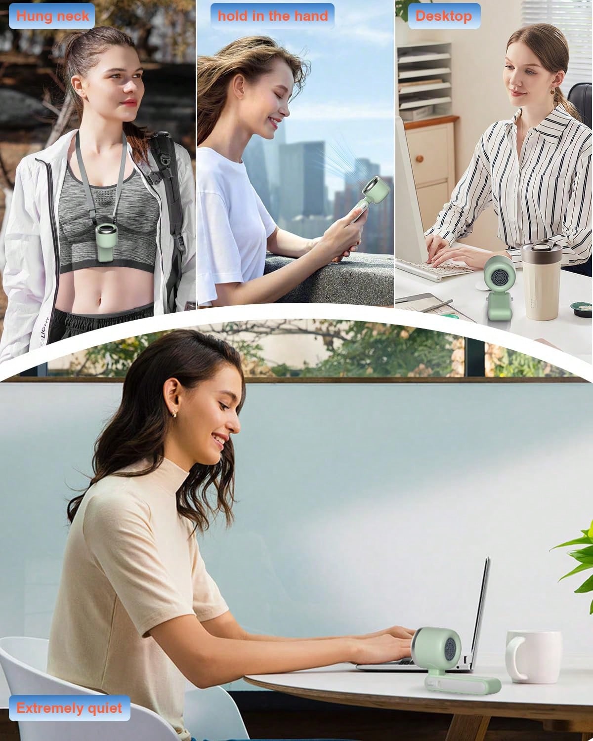 3-In-1 Foldable Handheld Fan 3600mAh Rechargeable Portable Neck Desk Fan LED Display 5-Speed Cooling Travel Makeup Summer Essential